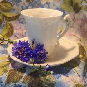 Porcelain Embossed Teacup and saucer